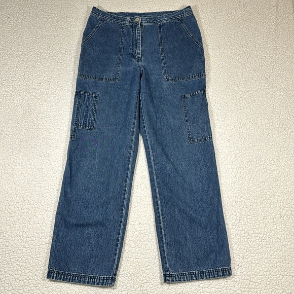 Vintage Y2K Lauren Jeans Co Women's Wide Leg Cargo Jeans Ralph Lauren Size M - Picture 1 of 10